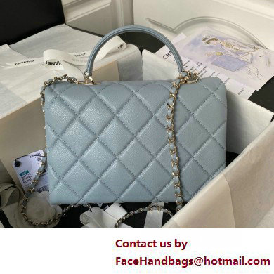 Chanel Grained Calfskin & Gold-Tone Metal Flap Bag with Top Handle AS4712 Light Blue 2025